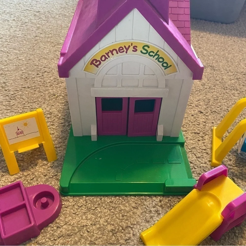 Vintage Barney School House Lyons Group W/ Accessories & People Characters Slide